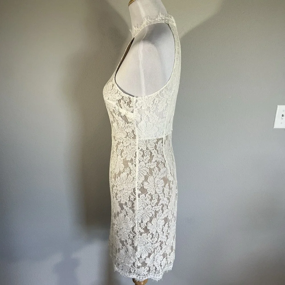 White Lace Dress Size Small Bride High Neck Sexy Reception Bachelorette Bridal - Picture 2 of 8